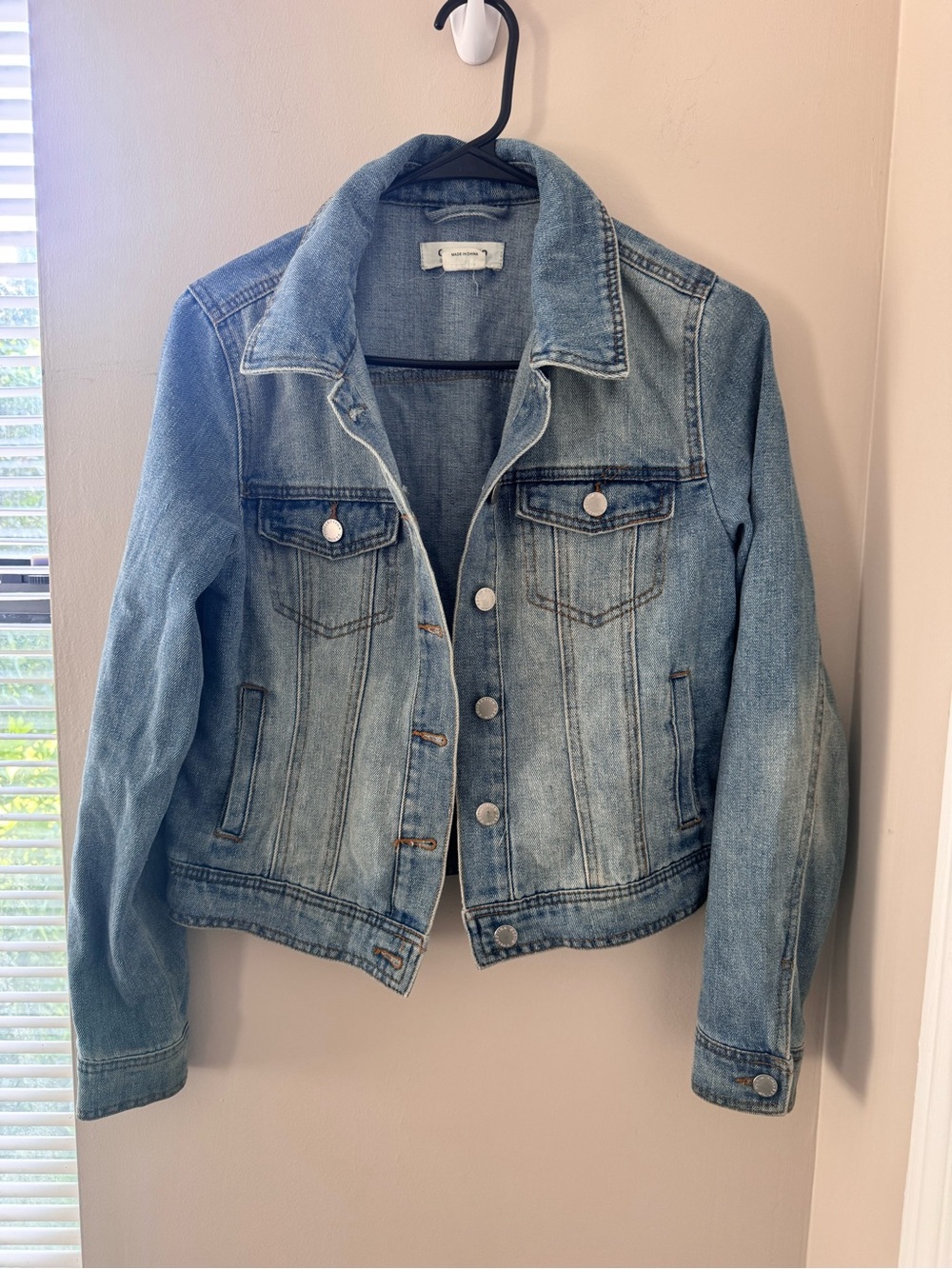 Ci Sono Med Wash Cotton Blend Denim Jacket Trucker Coat S DJK158